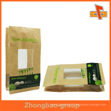 Brown kraft paper custom food pouch with clear window